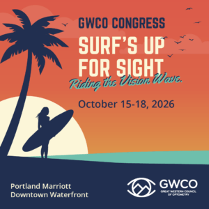 surfer at sunset, looking into the distance "surf's up for sight" GWCO 2026 theme