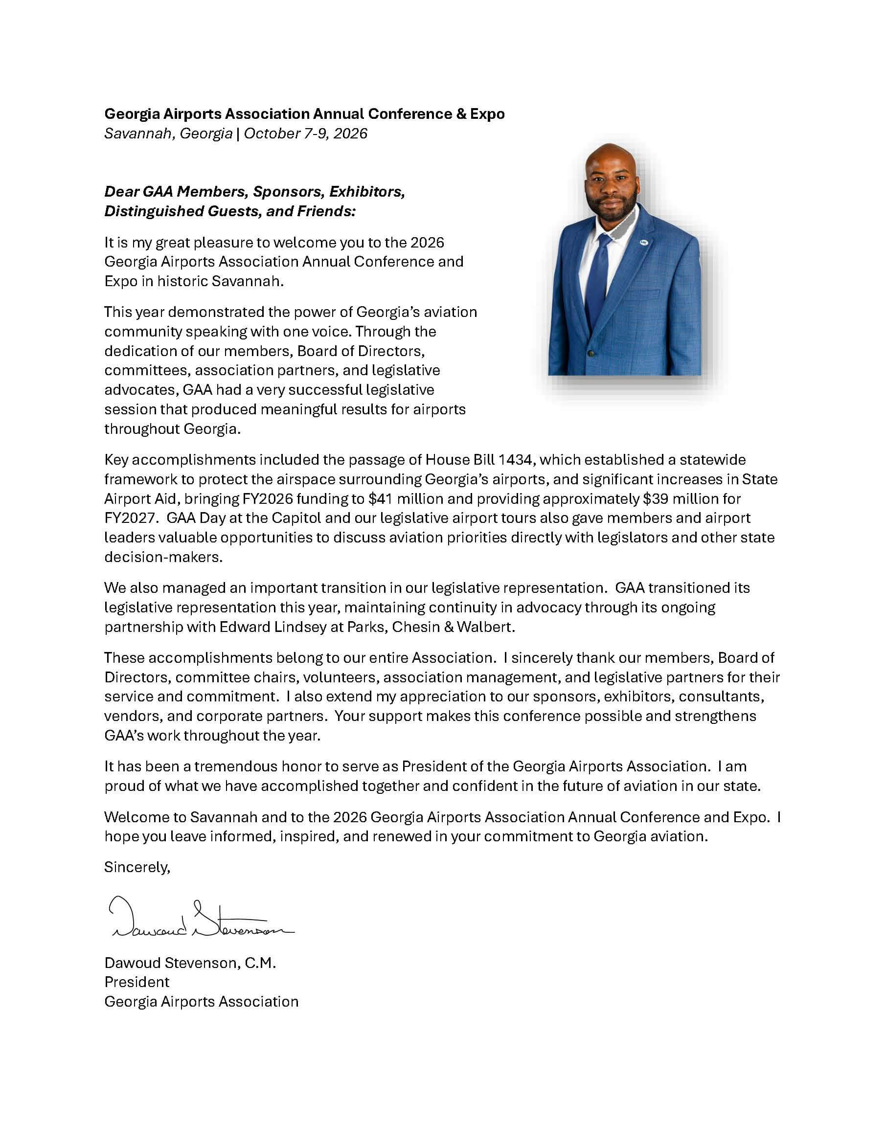 Presidents Program Letter 2026 - Dawoud