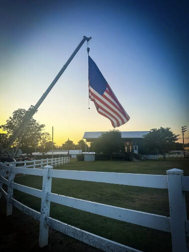 flag and sunset