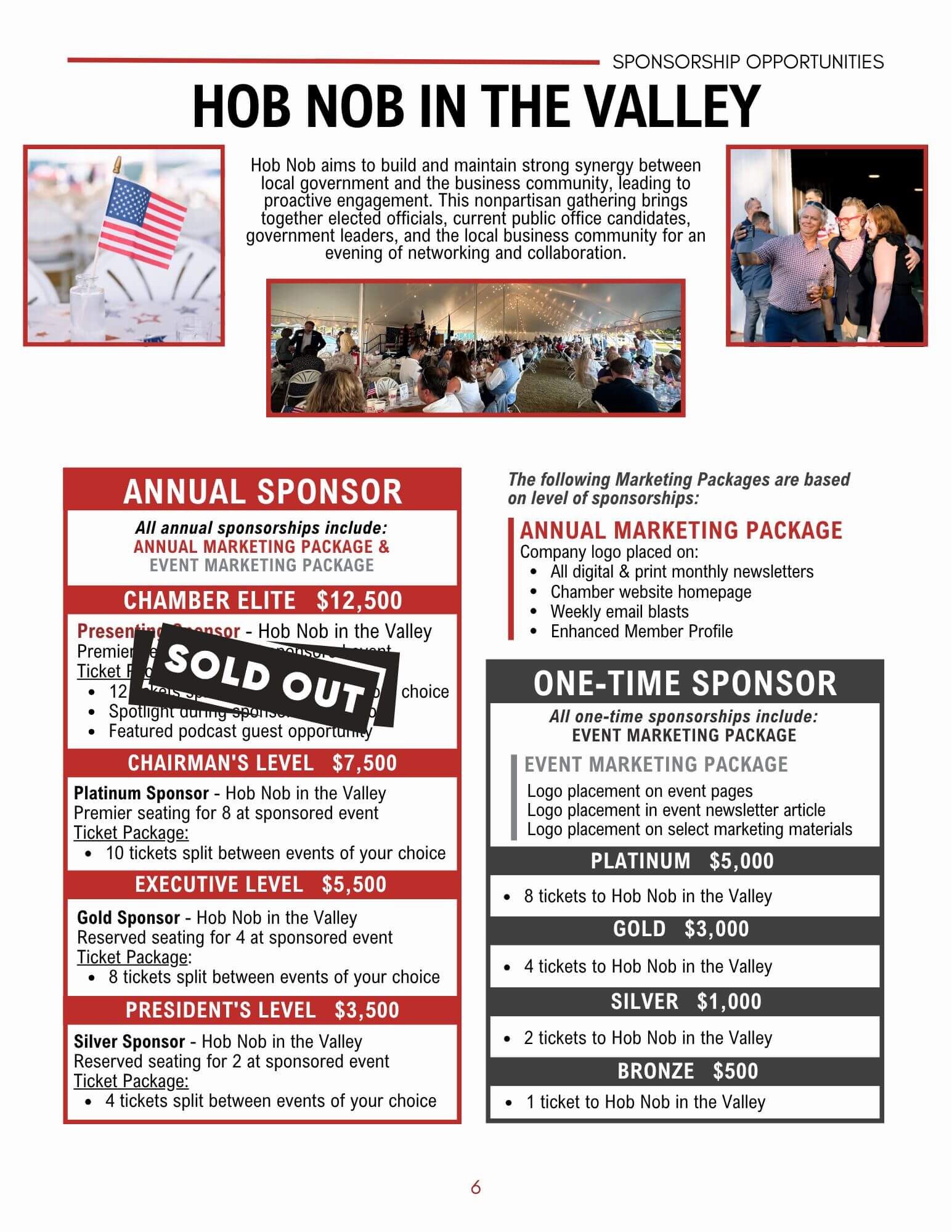 hob nob in the valley sponsor flyer