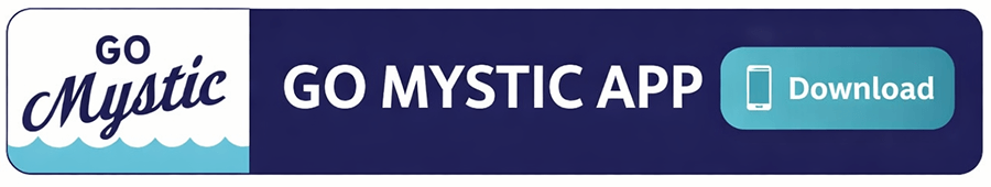 "Go Mystic App" promotional graphic on a white background