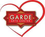 Garde Arts Center logo in a red heart outline
