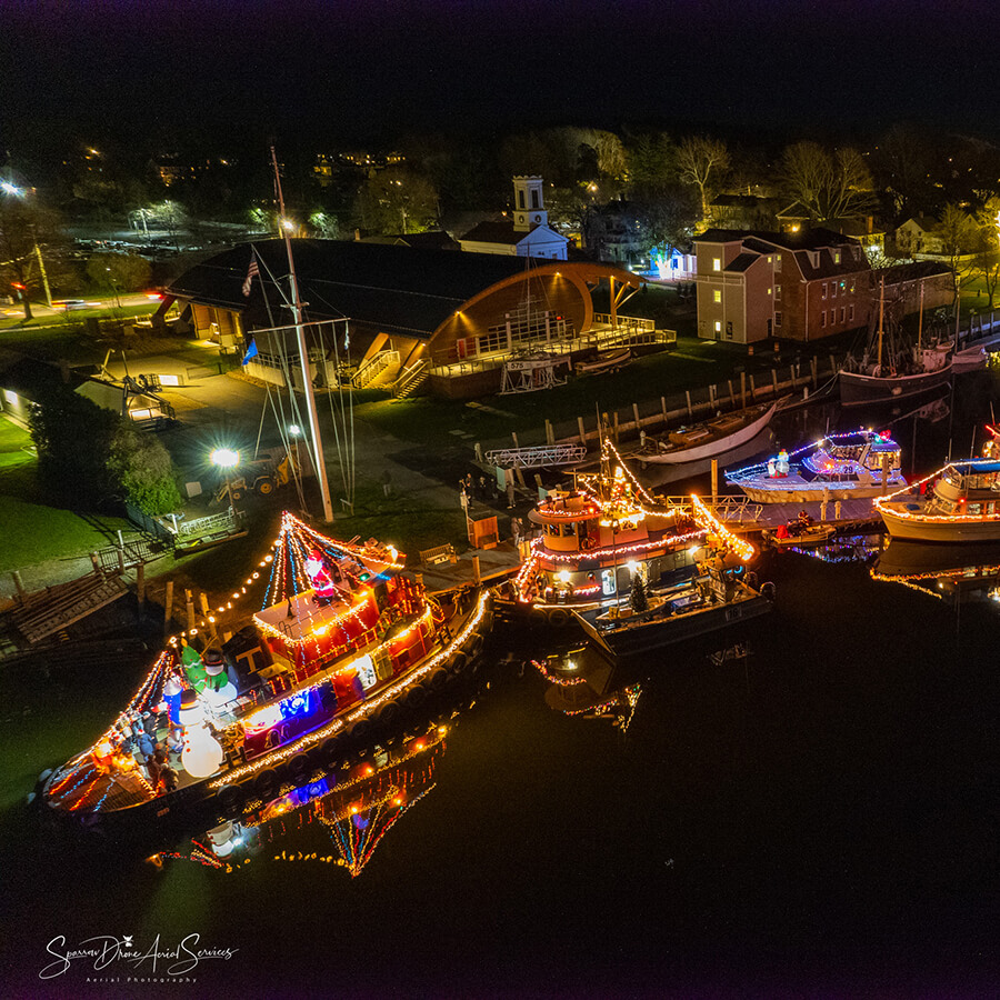 Santa Arrives by Tugboat & The Lighted Boat Parade