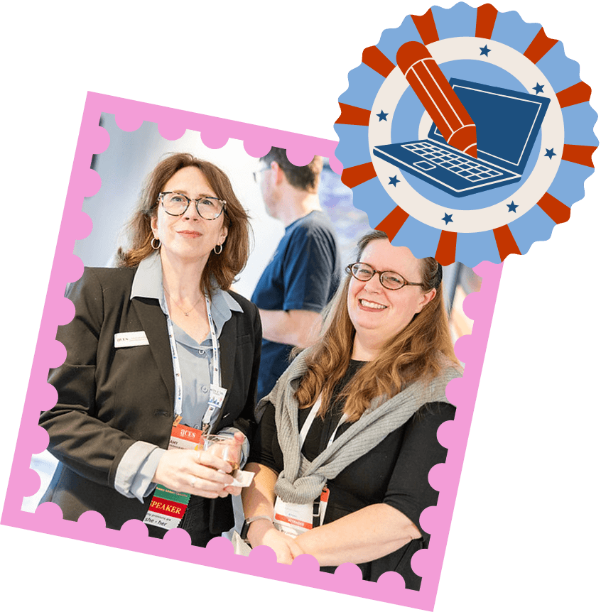 Two ACES conference attendees smiling at a past ACES conference