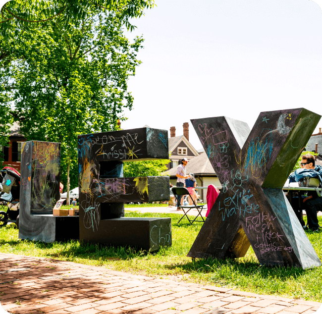 LEX sign - large letters that stand up in the grass
