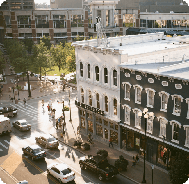 aerial view of downtown