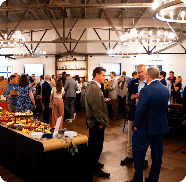 state of downtown large group of people networking