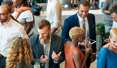 diverse group of people networking