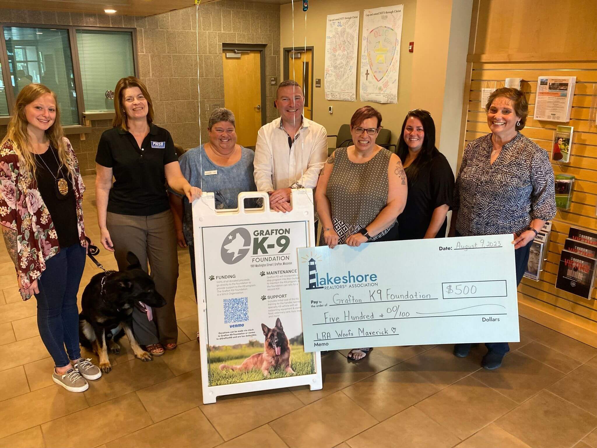 LRA members presented a donation of $500 to the Grafton K9 Foundation, a non-profit organization