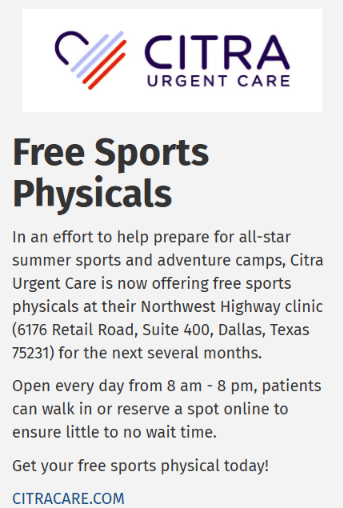 free sports physicals