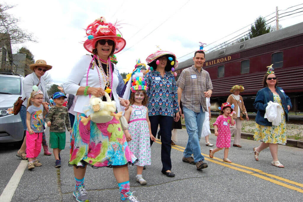 people wearing Easter hats