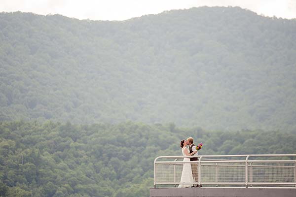 bride & groom on overlook