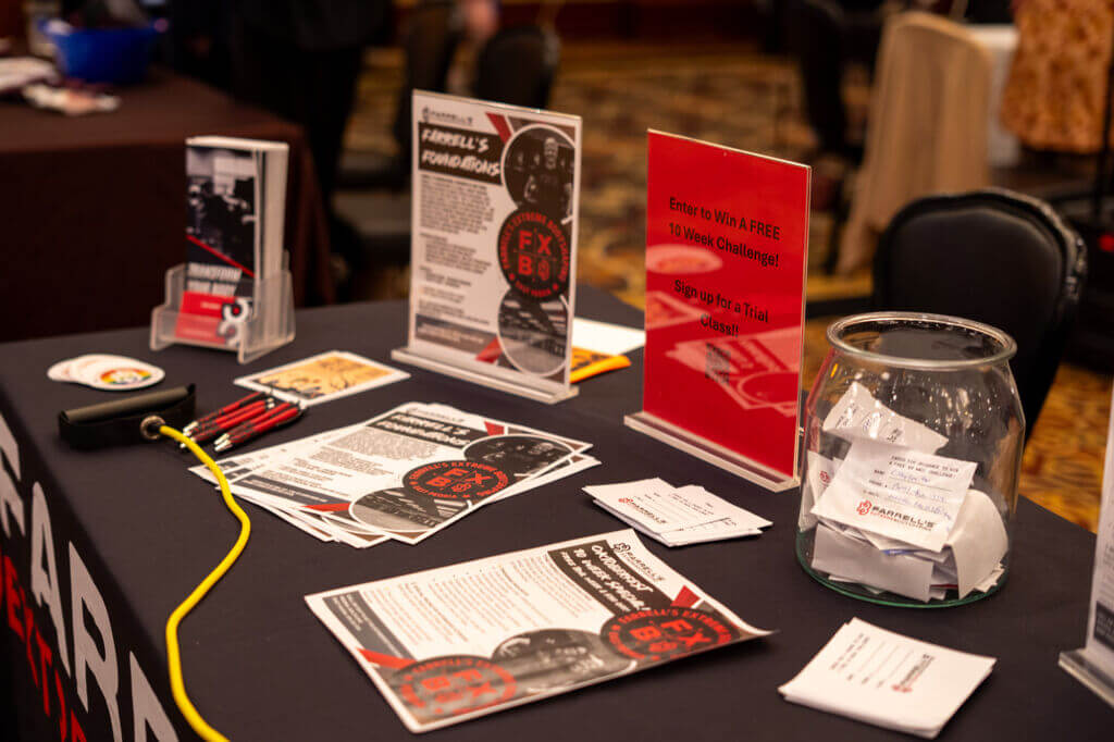 Farrell's Foundation graphics on a table