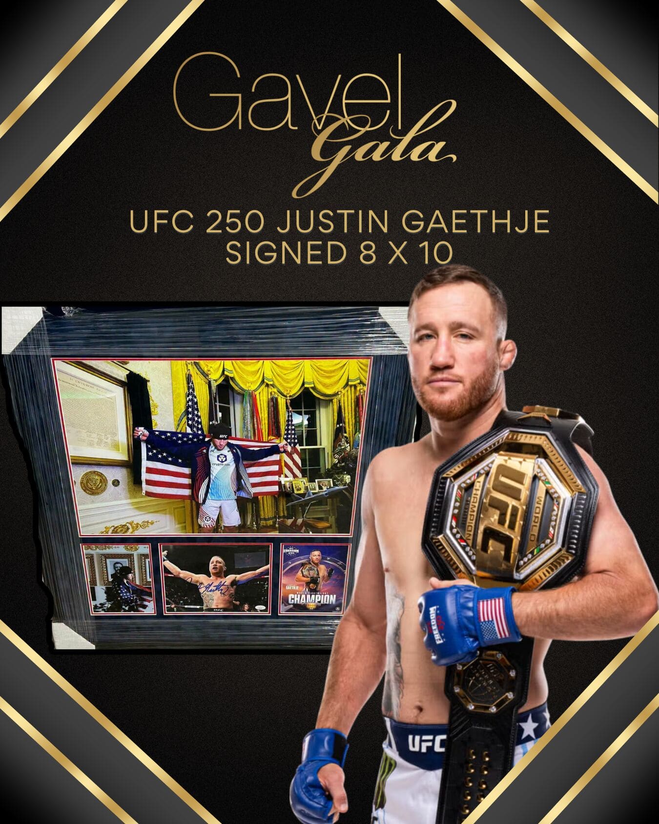Gavel Gala Silent Auction Promo (34) Gavel Gala silent auction item: UFC 250 Justin Gaethje signed 8x10 photo