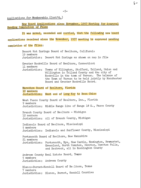 1957 NAR Board of Directors Minutes