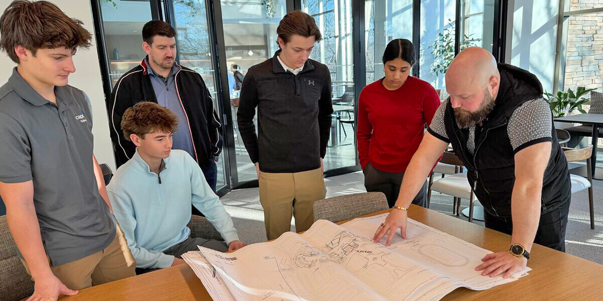 looking over blueprints
