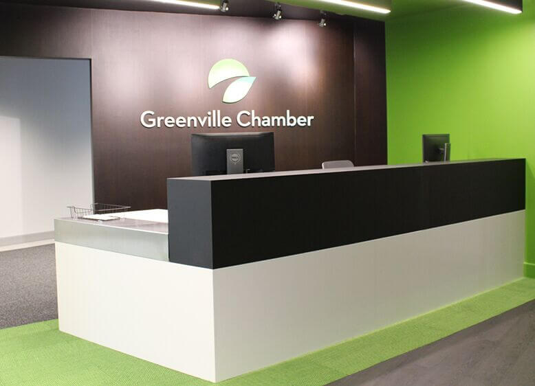 Greenville Chamber front desk and lobby