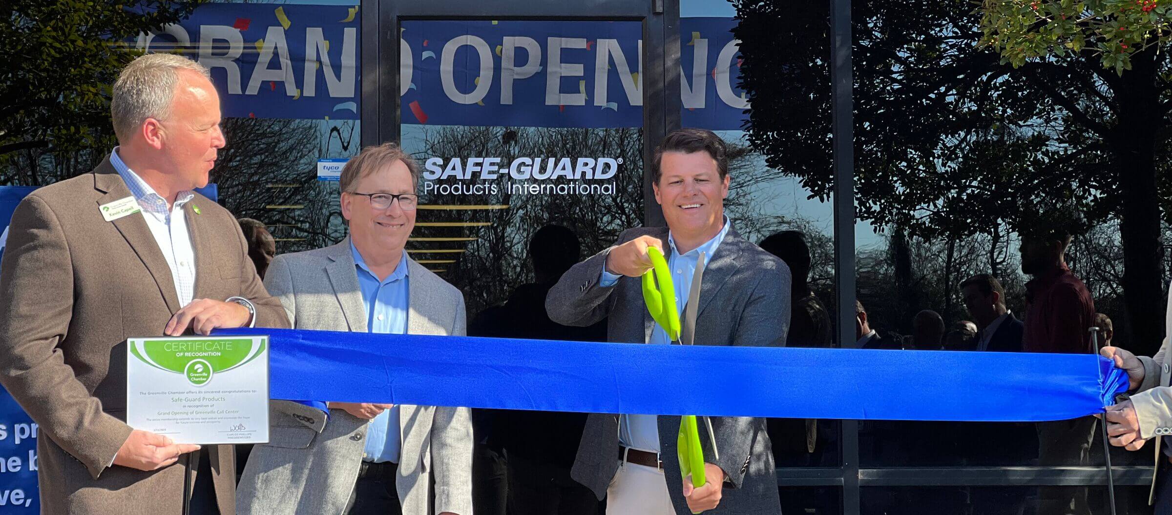 Grand opening ribbon cutting at Safe-Guard
