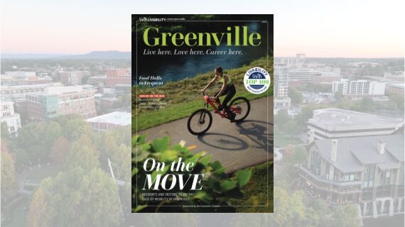 Livability Greenville magazine cover reading "On the Move"