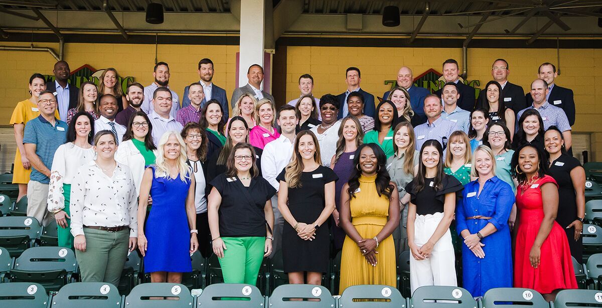Leadership Greenville group photo in stadium seating