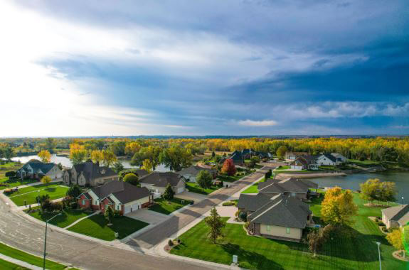 aerial view of neighborhood