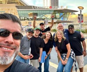 A group of people outside of Target Field