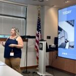 woman giving presentation