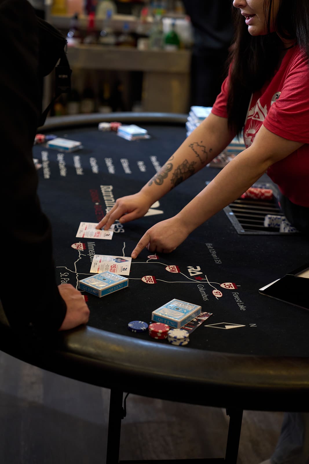 Dealer at a casino game table at the chamber casino night gala