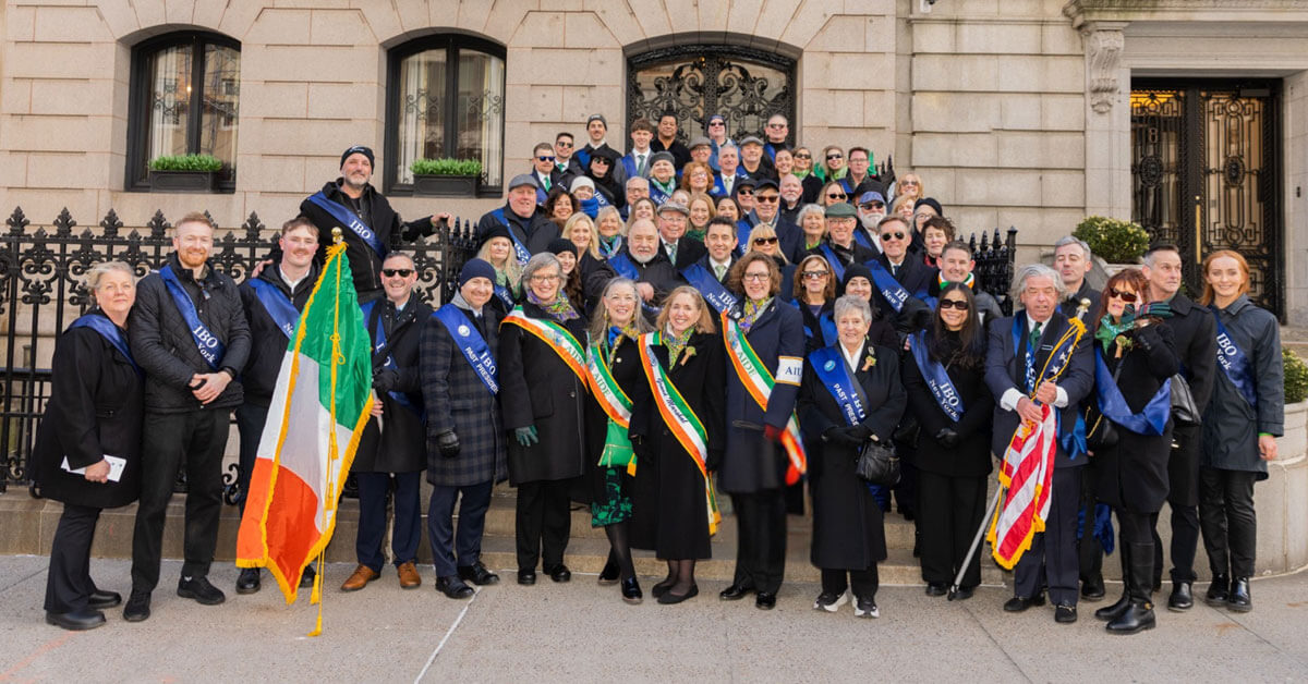 Irish Business Organization of New York group photo after the St Patrick's Day Parade.