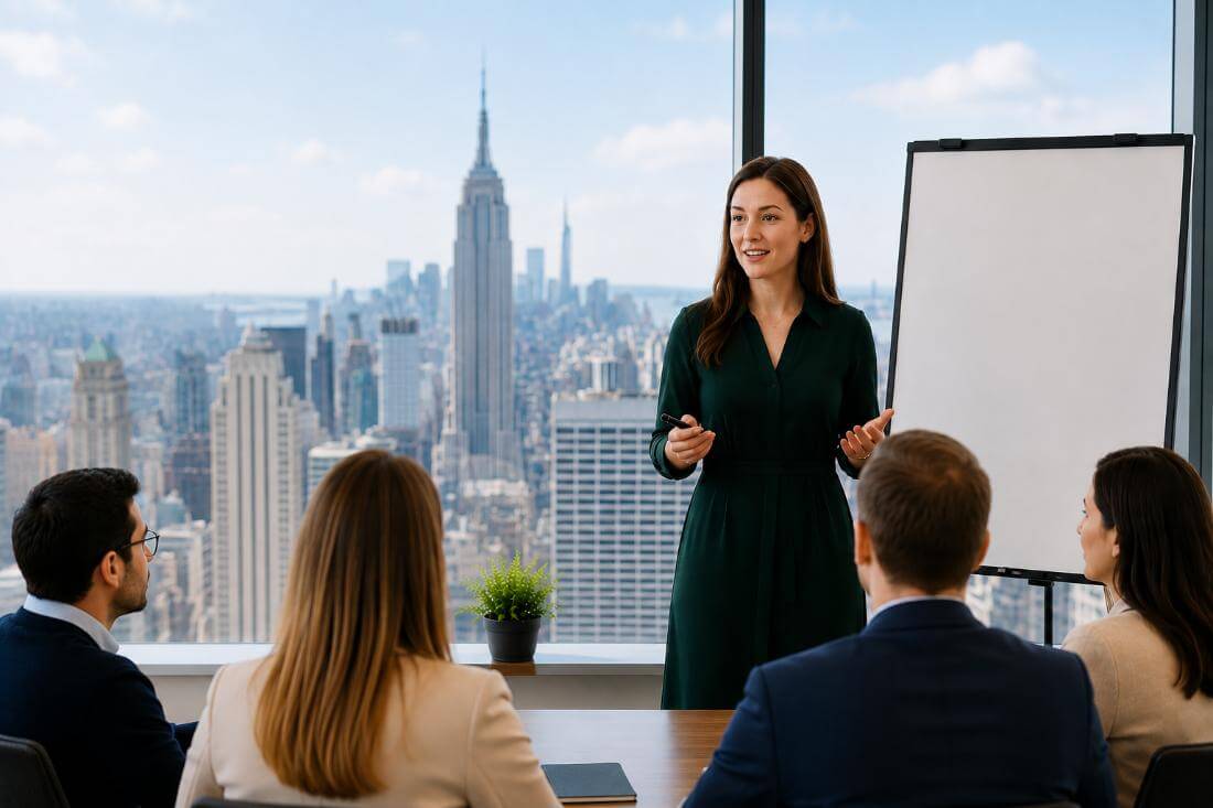 IBO Learning Hub | Woman speaking to students.