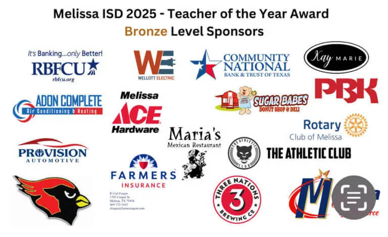 2025 Melissa ISD Teacher/Staff of the Year BRONZE Sponsors