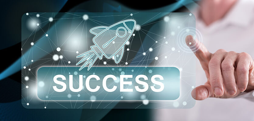 rocket launching concept with the word Success