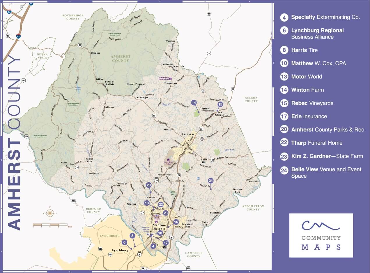 Amherst County Map graphic