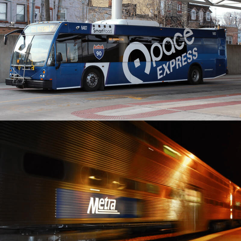 Pace Bus and Metra Train