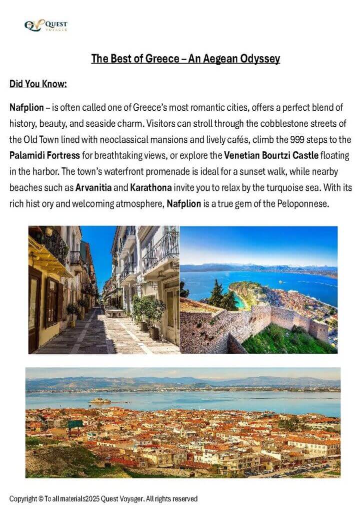 Fact of the Week #1 2027 The Best of Greece - An Aegean Odyssey - Nafplion