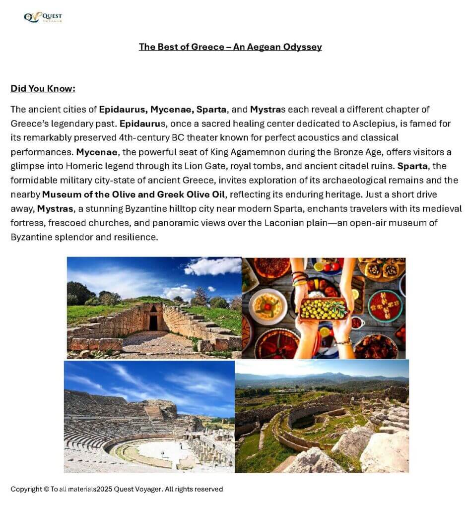 Fact of the Week #2 2027 The Best of Greece - An Aegean Odyssey - Epidaurus Mycenae Sparta and Mystras
