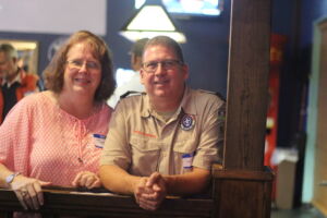 two people smiling