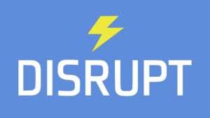 DisruptHR white logo on a blue background