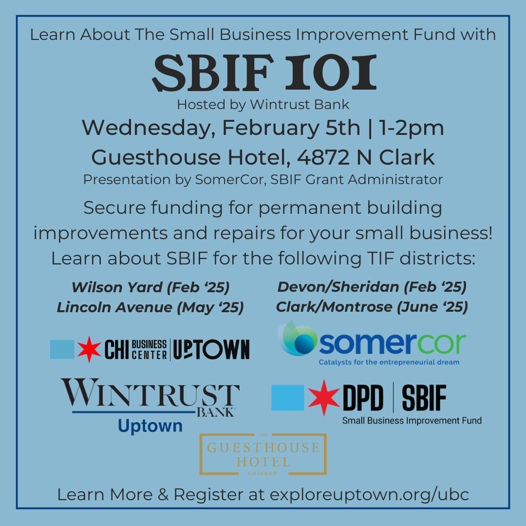 Flyer for SBIF 101 Free Event Hosted by Uptown Business Center