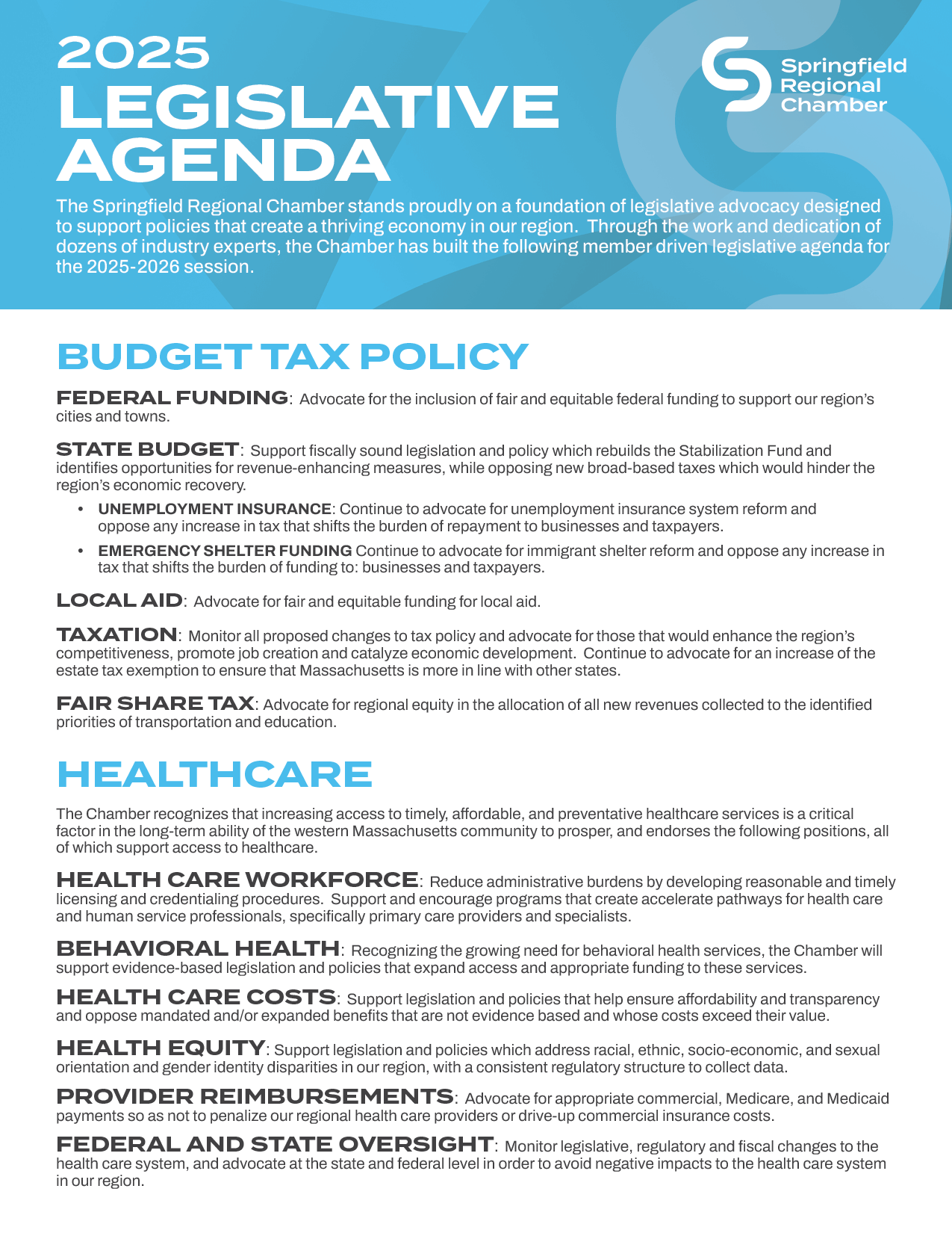 Outlook Legislative Agenda 2025