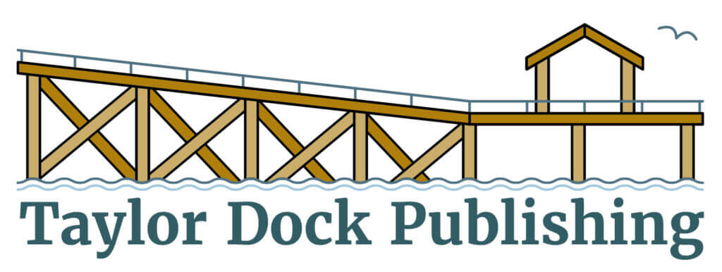 Taylor Dock Publishing_LOGO_COLOR_DK Blue type add ripple