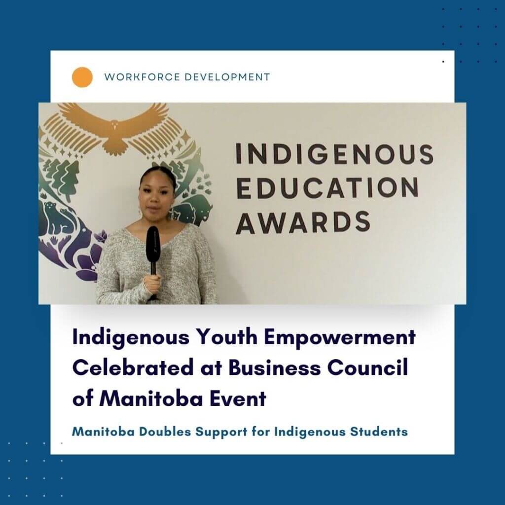 Young person at the Indigenous Education Awards event. Phot courtesy of the the Business Council of Manitoba.