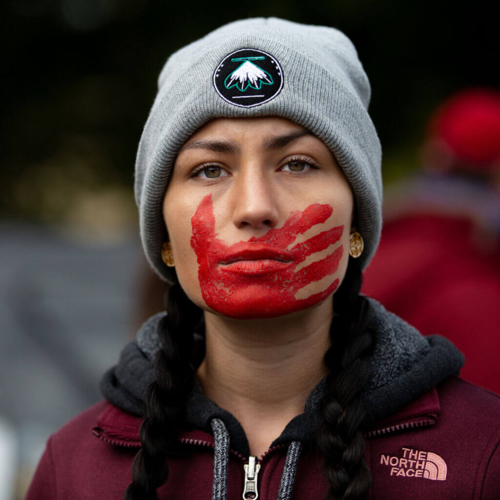 Woman at MMIWG2S protest