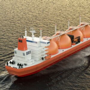 Gas Tanker Sailing in Ocean