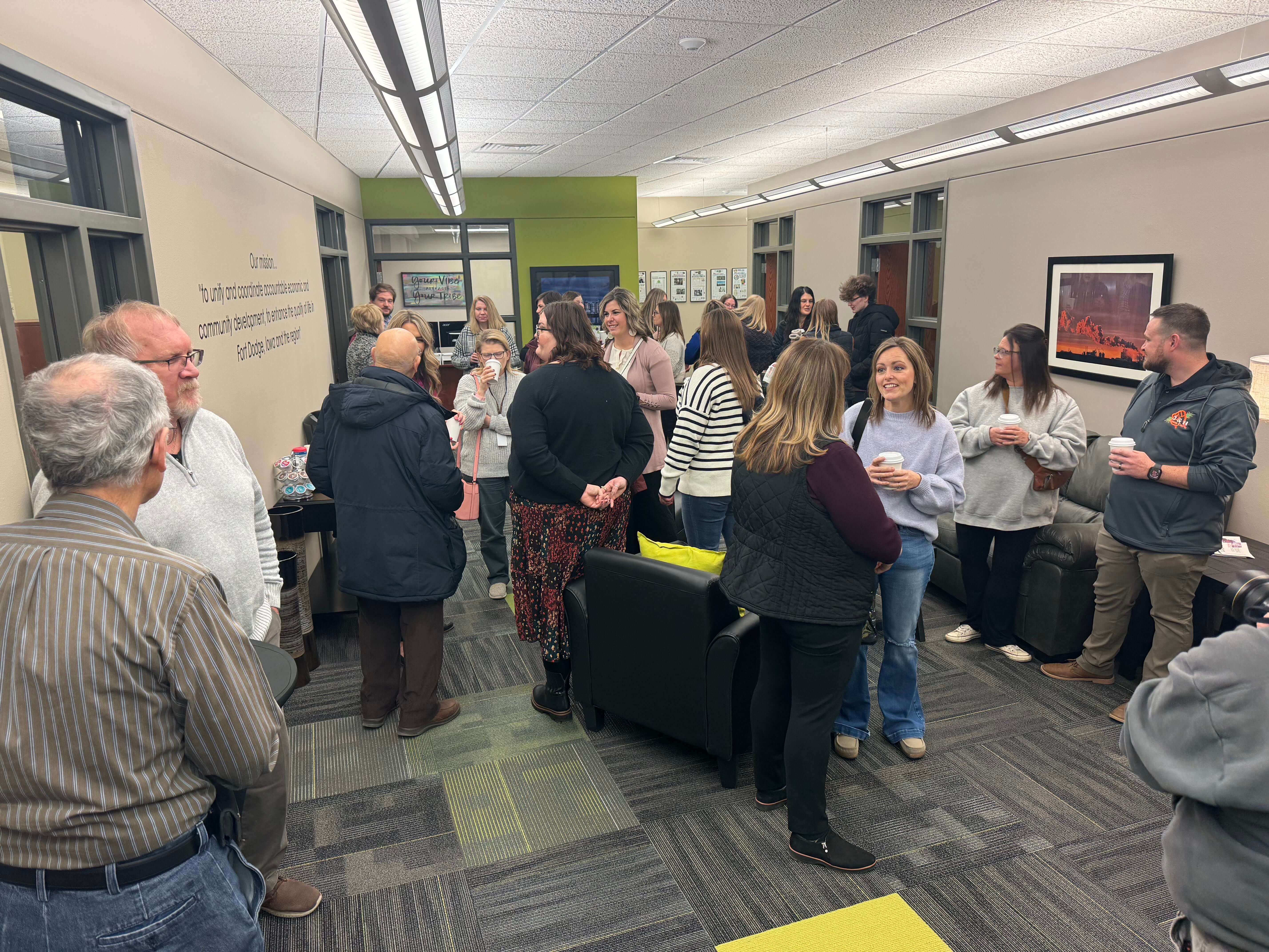 Group of people gathered networking