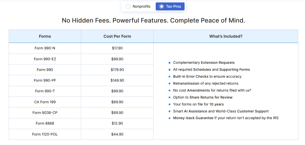 Tax Pro Pricing Tax Pro Pricing