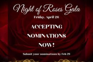 banner showcasing event night of roses gala