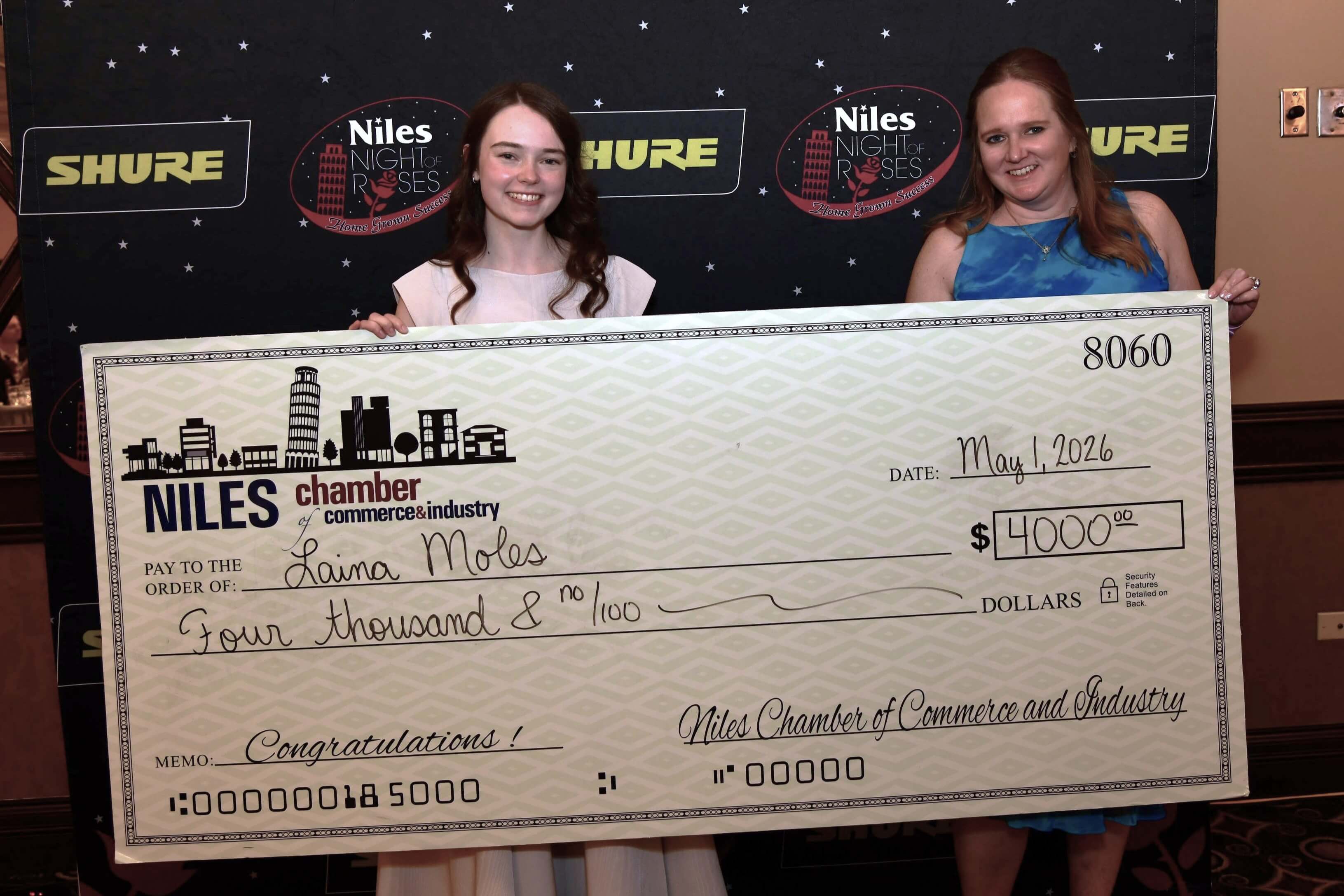 2026 Night of Roses Scholarship Recipient, Laina Moles