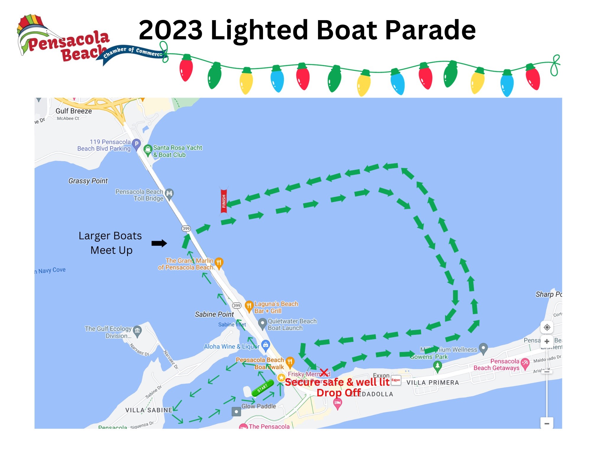 Lighted Boat parade route