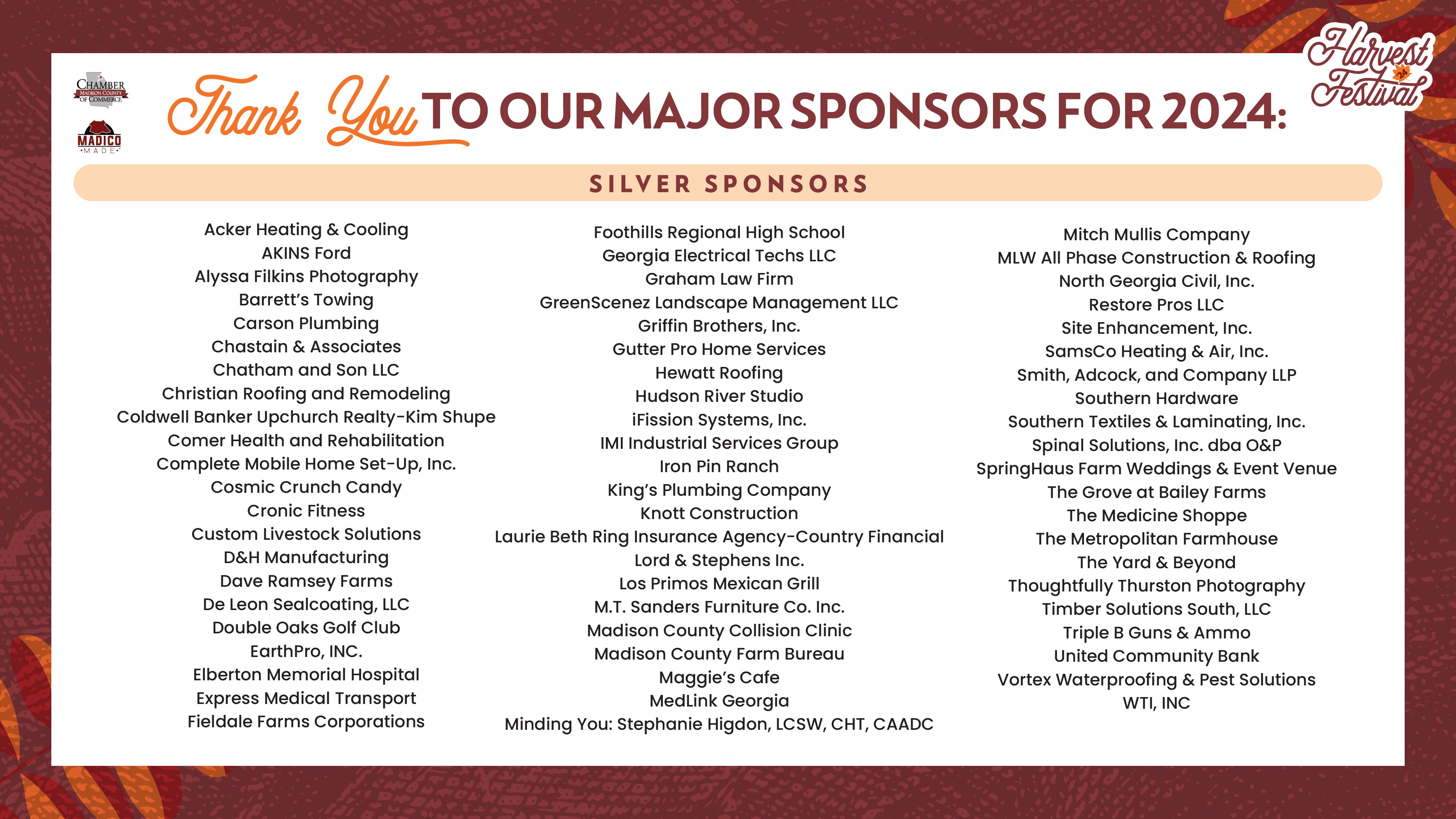 harvest festival major sponsors - 0924-02